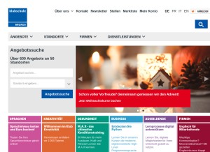 How klubschule.ch looks like on a tablet such as an iPad.