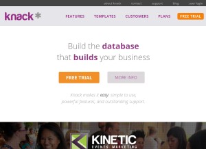 How knack.com looks like on a tablet such as an iPad.