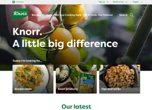 How knorr.com looks like on a tablet such as an iPad.