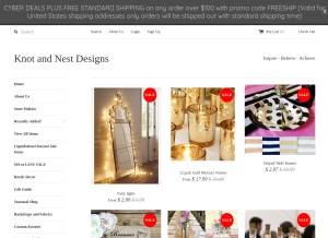How knotandnestdesigns.com looks like on a tablet such as an iPad.