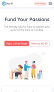 How ko-fi.com looks like on a mobile device such as an iPhone.