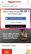 How kobobooks.com looks like on a mobile device such as an iPhone.