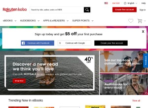 How kobobooks.com looks like on a tablet such as an iPad.