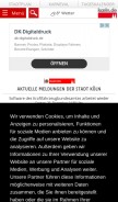 How koeln.de looks like on a mobile device such as an iPhone.