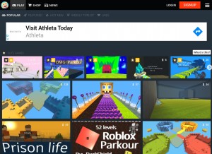 How kogama.com looks like on a tablet such as an iPad.