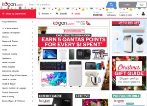 How kogan.com looks like on a tablet such as an iPad.