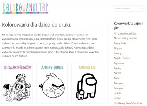 How kolorowanki.info.pl looks like on a tablet such as an iPad.
