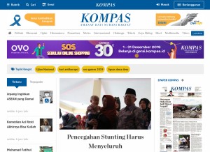 How kompas.id looks like on a tablet such as an iPad.