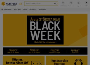 How komplett.se looks like on a tablet such as an iPad.