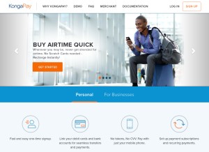 How kongapay.com looks like on a tablet such as an iPad.