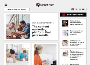How kontentroom.com looks like on a tablet such as an iPad.
