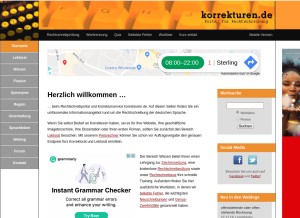 How korrekturen.de looks like on a tablet such as an iPad.