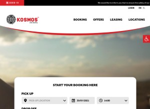 How kosmos-carrental.com looks like on a tablet such as an iPad.