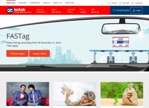 How kotak.com looks like on a tablet such as an iPad.