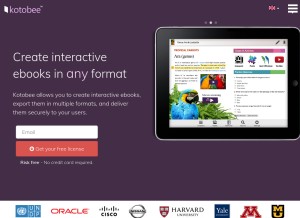 How kotobee.com looks like on a tablet such as an iPad.