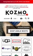 How kozmoshoes.com looks like on a mobile device such as an iPhone.
