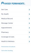 How kp.org looks like on a mobile device such as an iPhone.