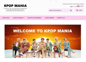 How kpopmaniashops.com looks like on a tablet such as an iPad.