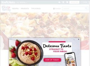 How kraftrecipes.com looks like on a tablet such as an iPad.