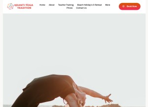 How krantiyoga.com looks like on a tablet such as an iPad.