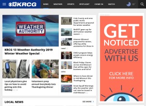 How krcgtv.com looks like on a tablet such as an iPad.