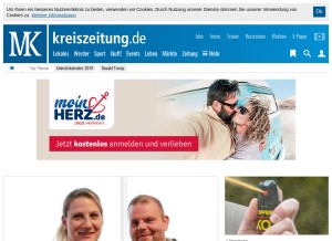 How kreiszeitung.de looks like on a tablet such as an iPad.