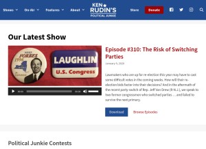 How krpoliticaljunkie.com looks like on a tablet such as an iPad.
