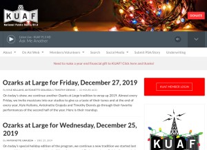 How kuaf.com looks like on a tablet such as an iPad.