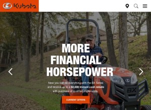 How kubotausa.com looks like on a tablet such as an iPad.