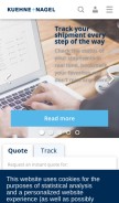 How kuehne-nagel.com looks like on a mobile device such as an iPhone.