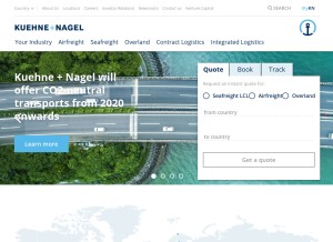 How kuehne-nagel.com looks like on a tablet such as an iPad.