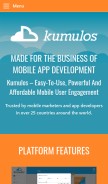 How kumulos.com looks like on a mobile device such as an iPhone.