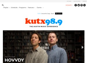 How kutx.org looks like on a tablet such as an iPad.