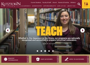 How kutztown.edu looks like on a tablet such as an iPad.