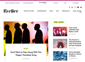 How kveller.com looks like on a tablet such as an iPad.