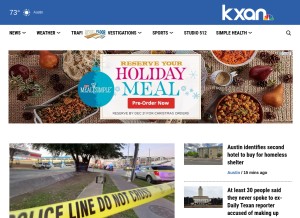 How kxan.com looks like on a tablet such as an iPad.