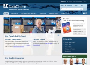 How labchem.com looks like on a tablet such as an iPad.