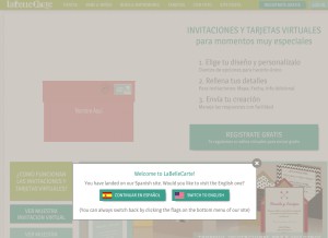 How labellecarte.com looks like on a tablet such as an iPad.