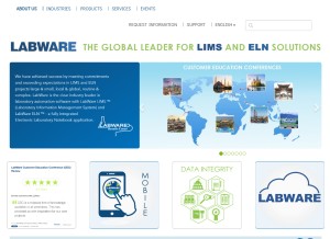 How labware.com looks like on a tablet such as an iPad.