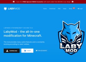 How labymod.net looks like on a tablet such as an iPad.