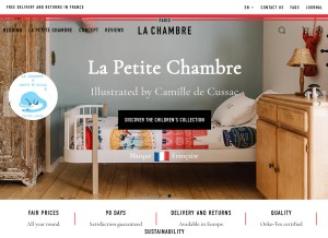 How lachambreparis.com looks like on a tablet such as an iPad.