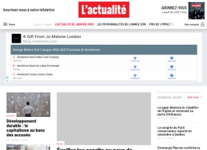 How lactualite.com looks like on a tablet such as an iPad.