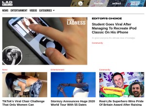 How ladbible.com looks like on a tablet such as an iPad.