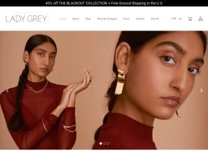 How ladygreyjewelry.com looks like on a tablet such as an iPad.
