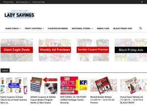 How ladysavings.com looks like on a tablet such as an iPad.