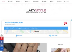 How ladystyle.org looks like on a tablet such as an iPad.