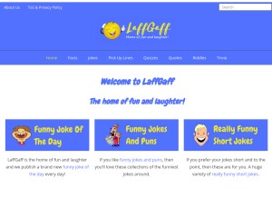 How laffgaff.com looks like on a tablet such as an iPad.