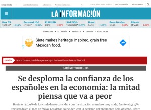 How lainformacion.com looks like on a tablet such as an iPad.
