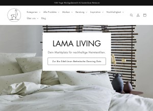 How lamaliving.de looks like on a tablet such as an iPad.