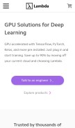 How lambdalabs.com looks like on a mobile device such as an iPhone.